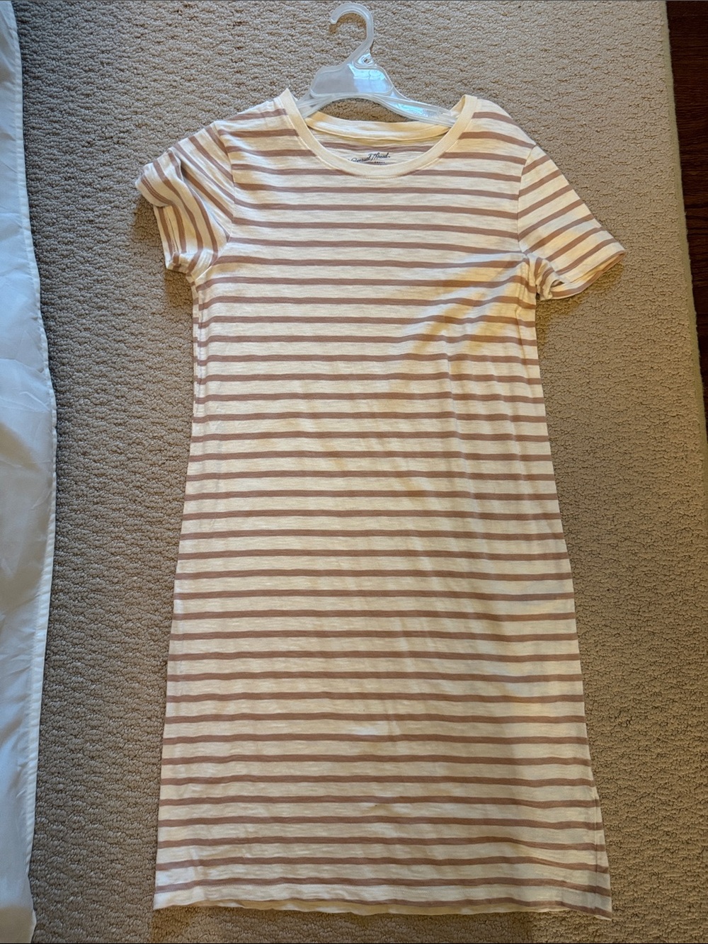 Universal Thread Striped Tee Dress - Cream & Tan